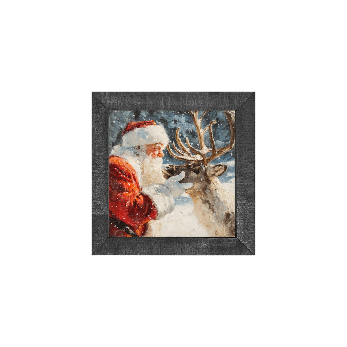 Snowy Santa with Reindeer - Square Frame