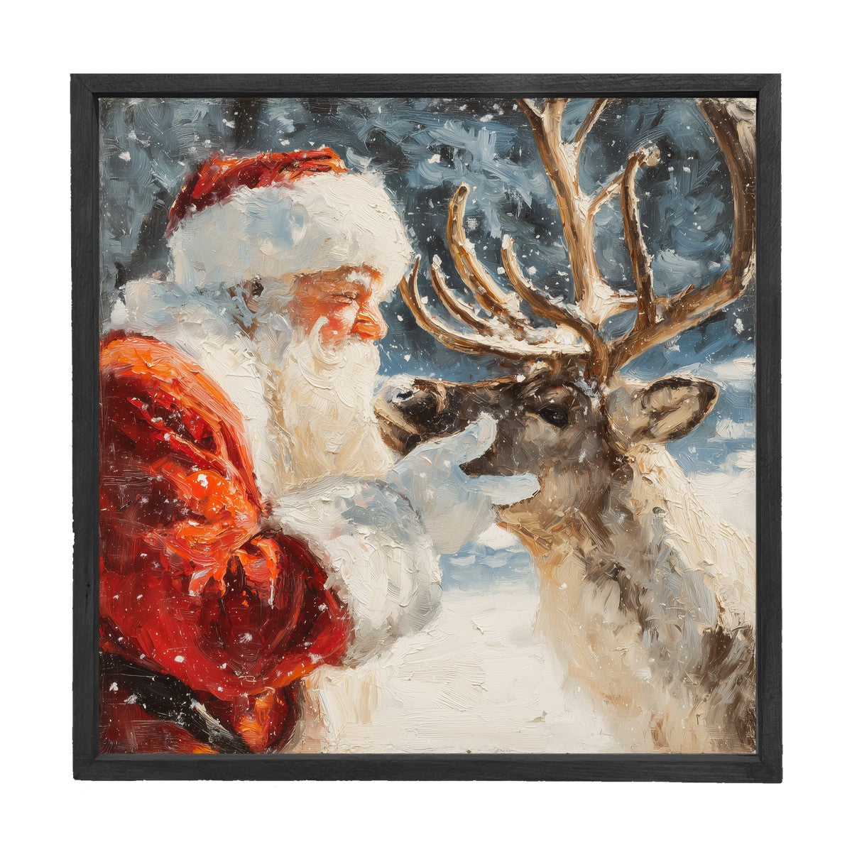 Snowy Santa with Reindeer - Square Frame