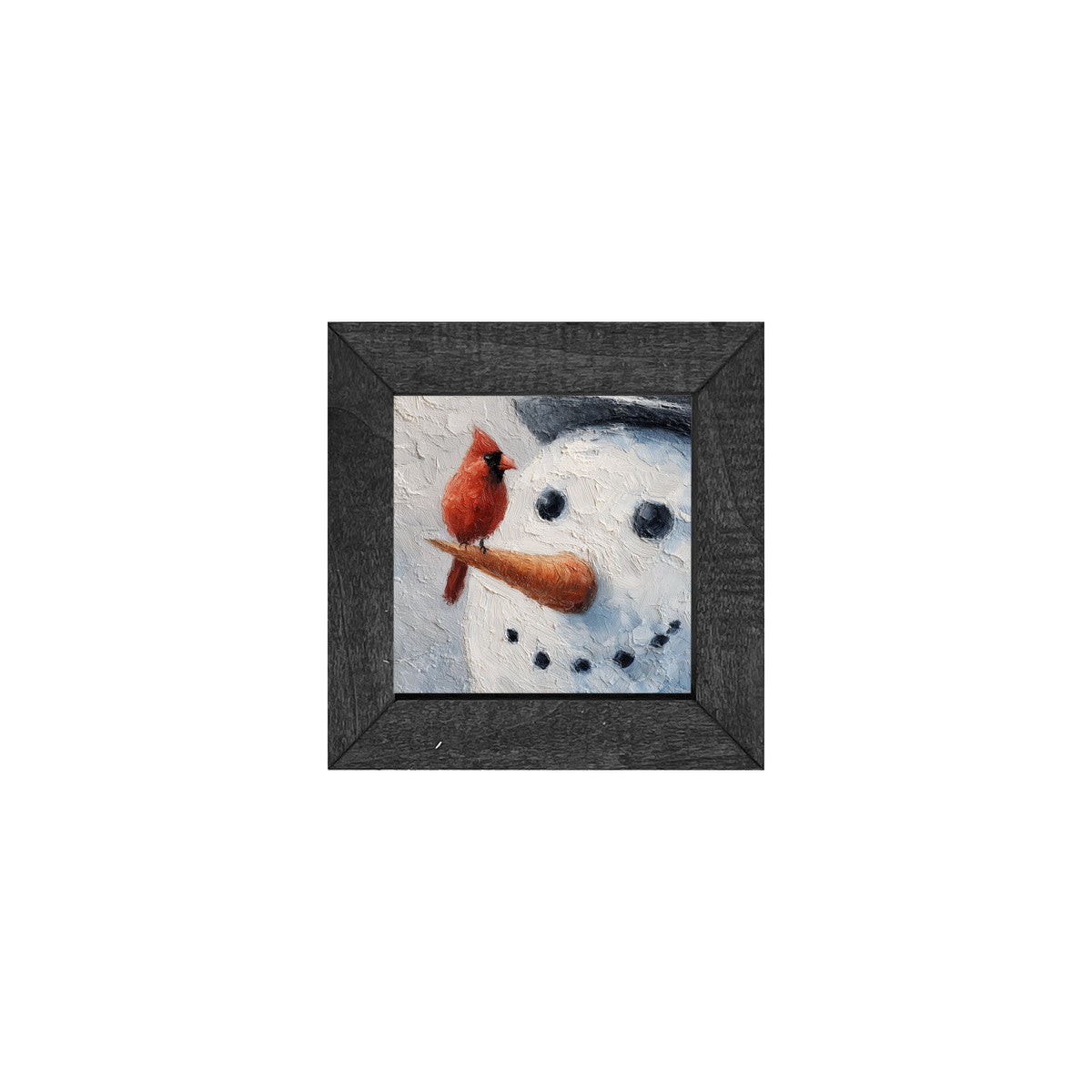 Cardinal and Snowman Close-up - Square Frame