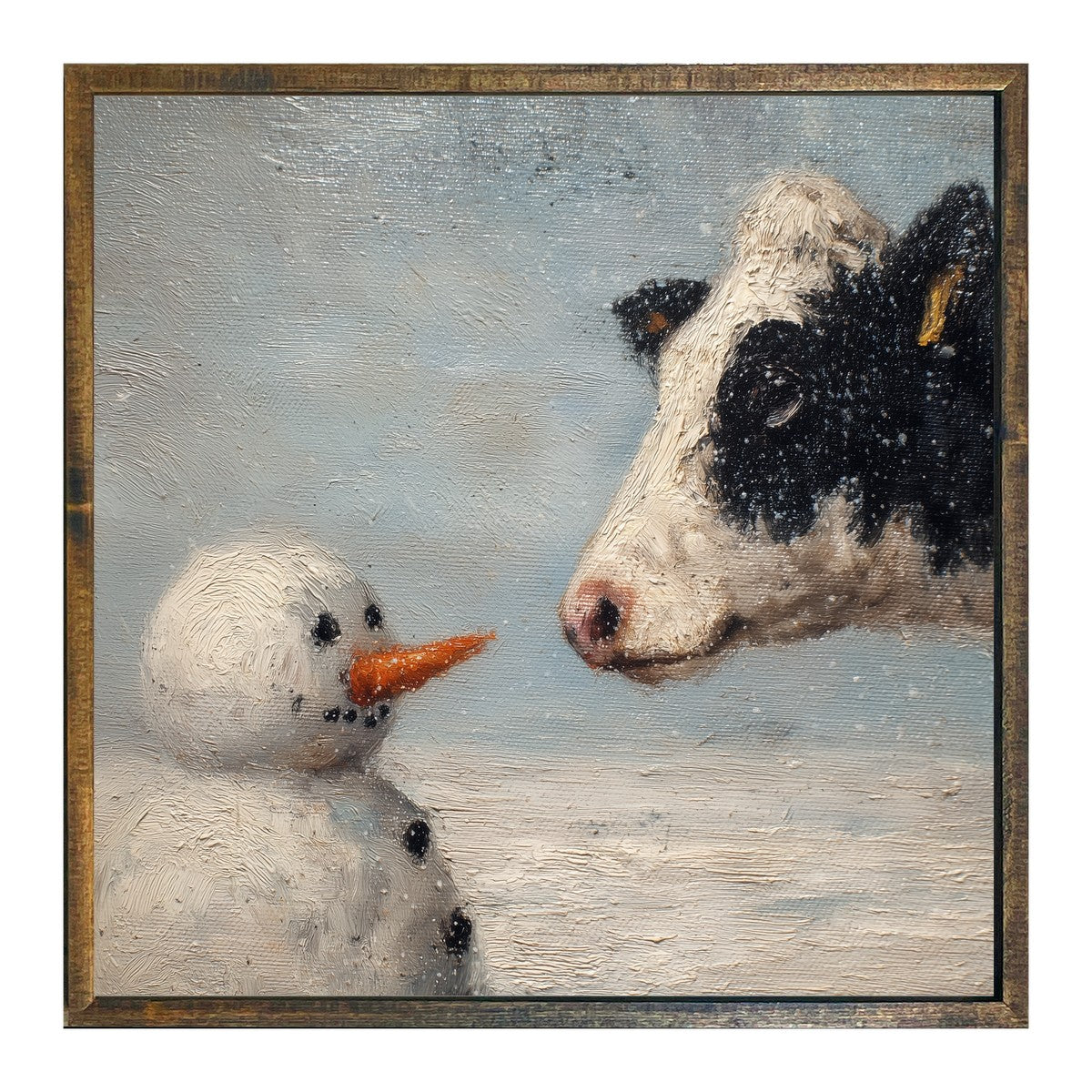 Snowman and Cow - Square Frame
