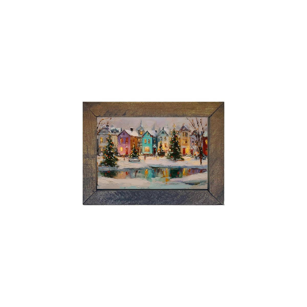 Snowy Village - The Pond at the Park - Horizontal Frame