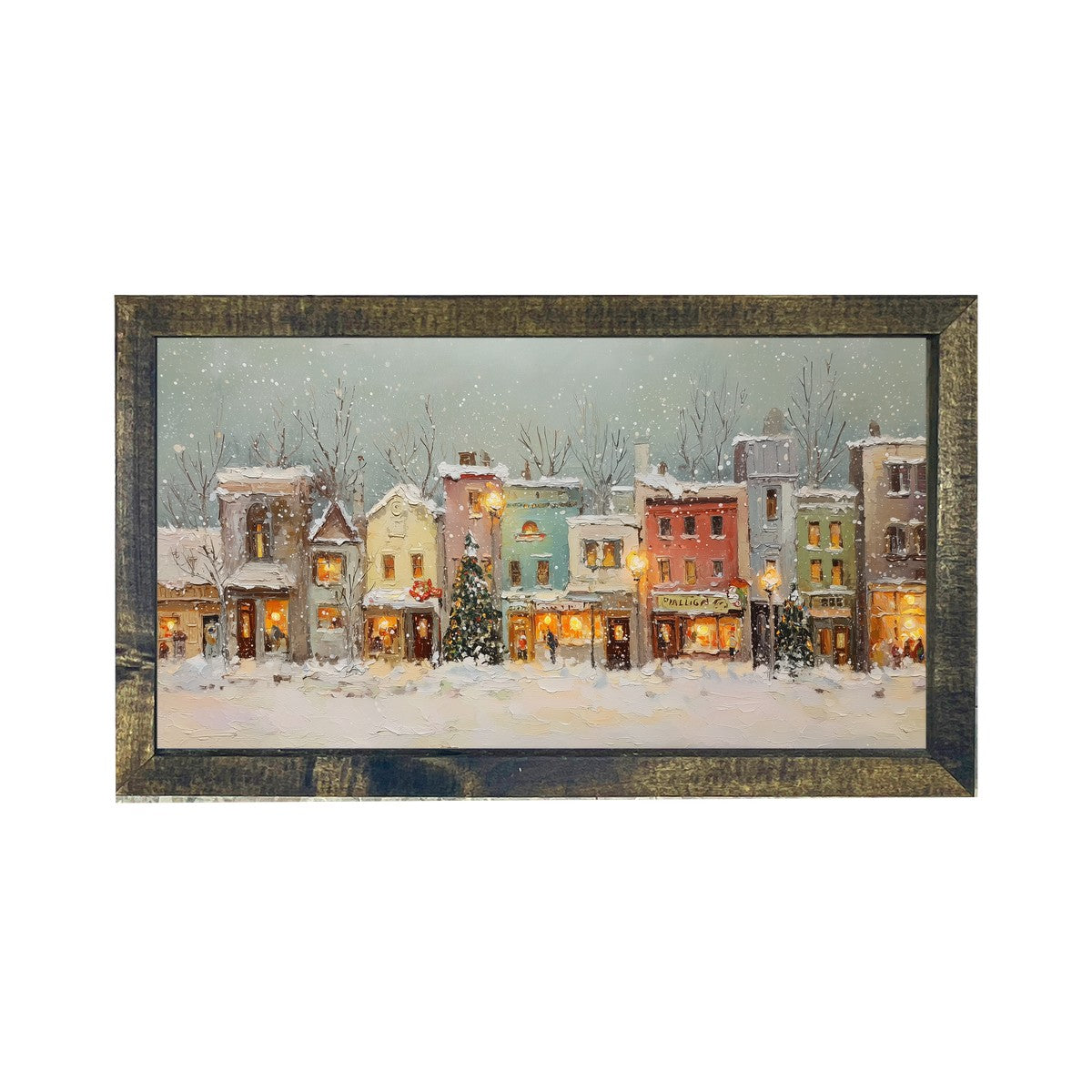 Snowy Village - Street Lights - Horizontal Frame