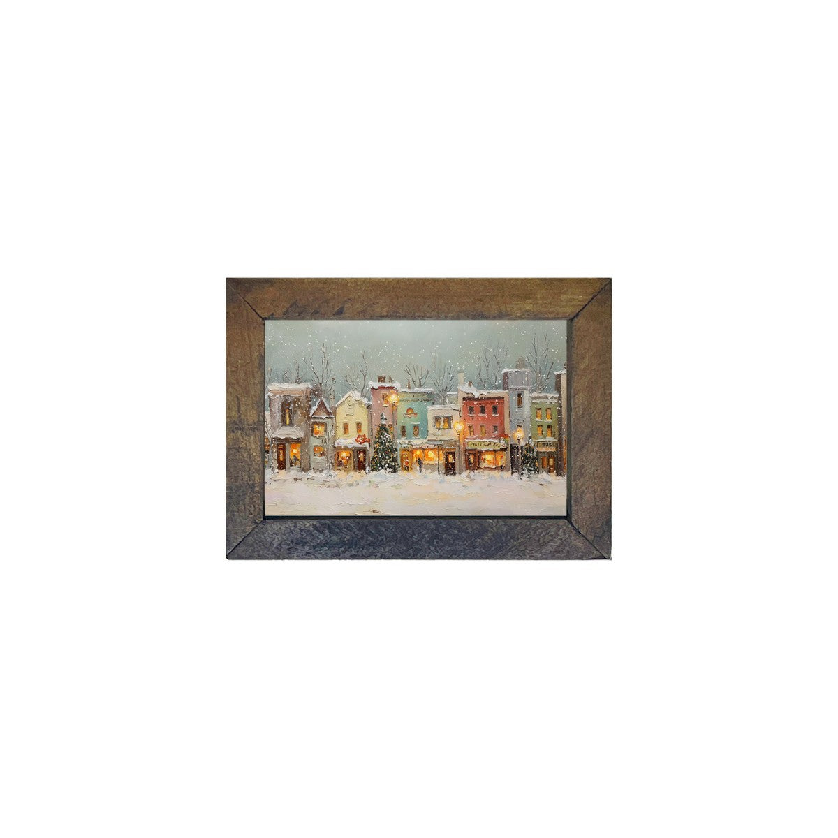 Snowy Village - Street Lights - Horizontal Frame
