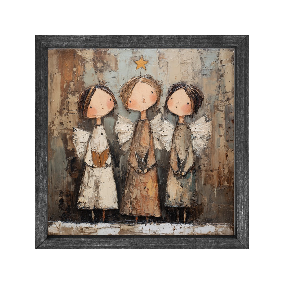 Three Rustic Angels - Square Frame
