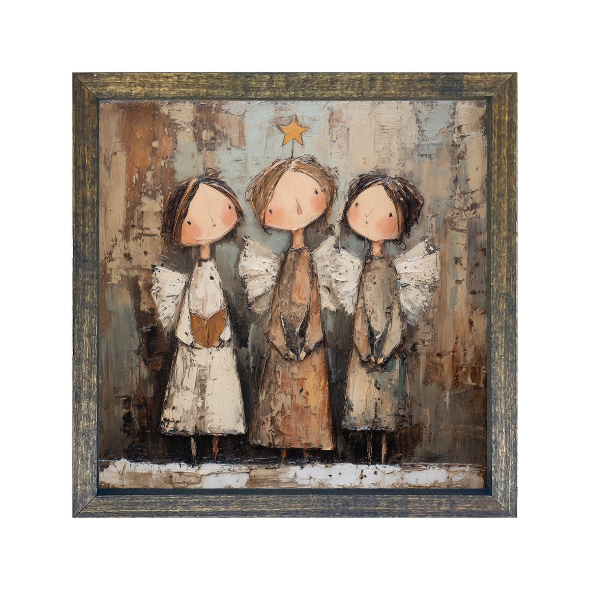 Three Rustic Angels - Square Frame