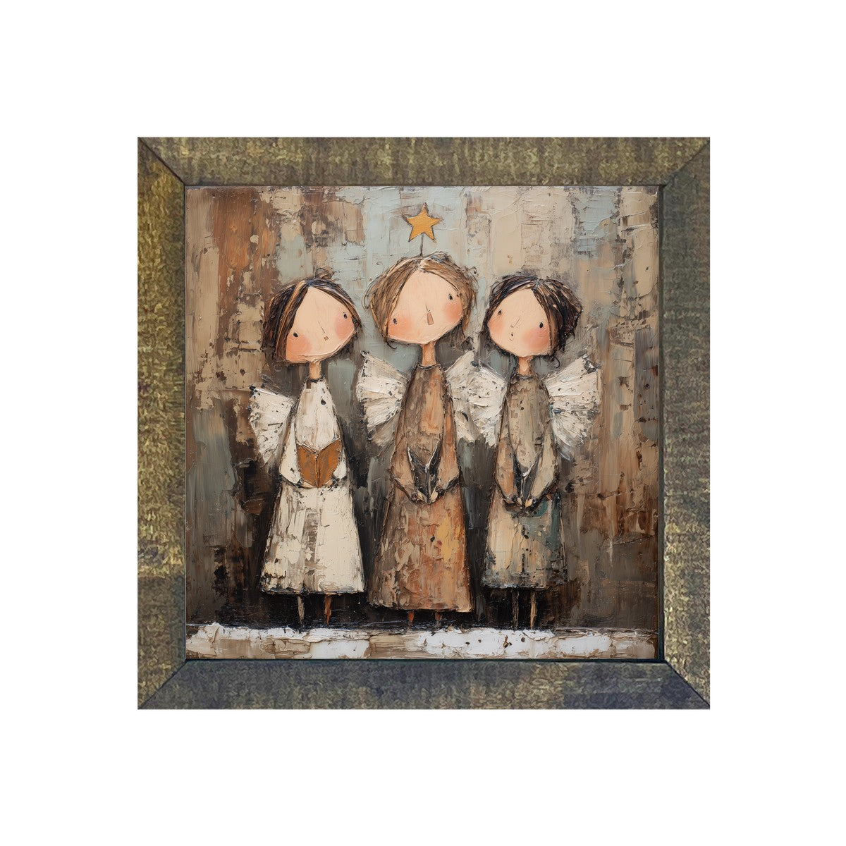 Three Rustic Angels - Square Frame
