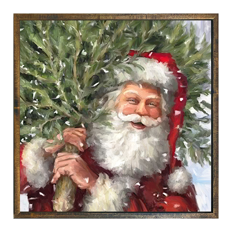 Classic Santa carrying tree