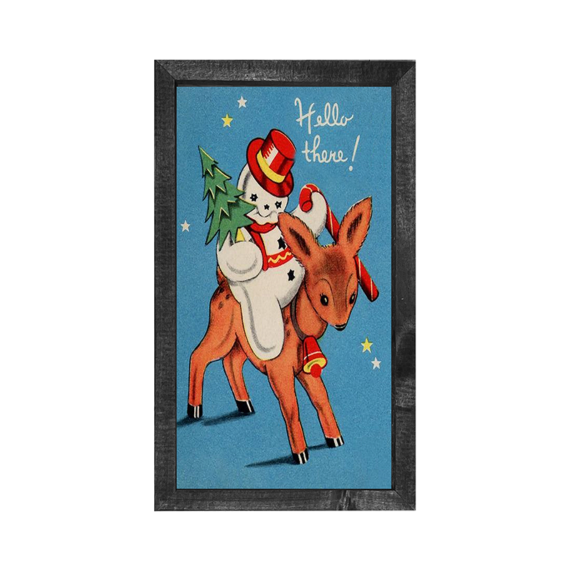vintage snowman on reindeer