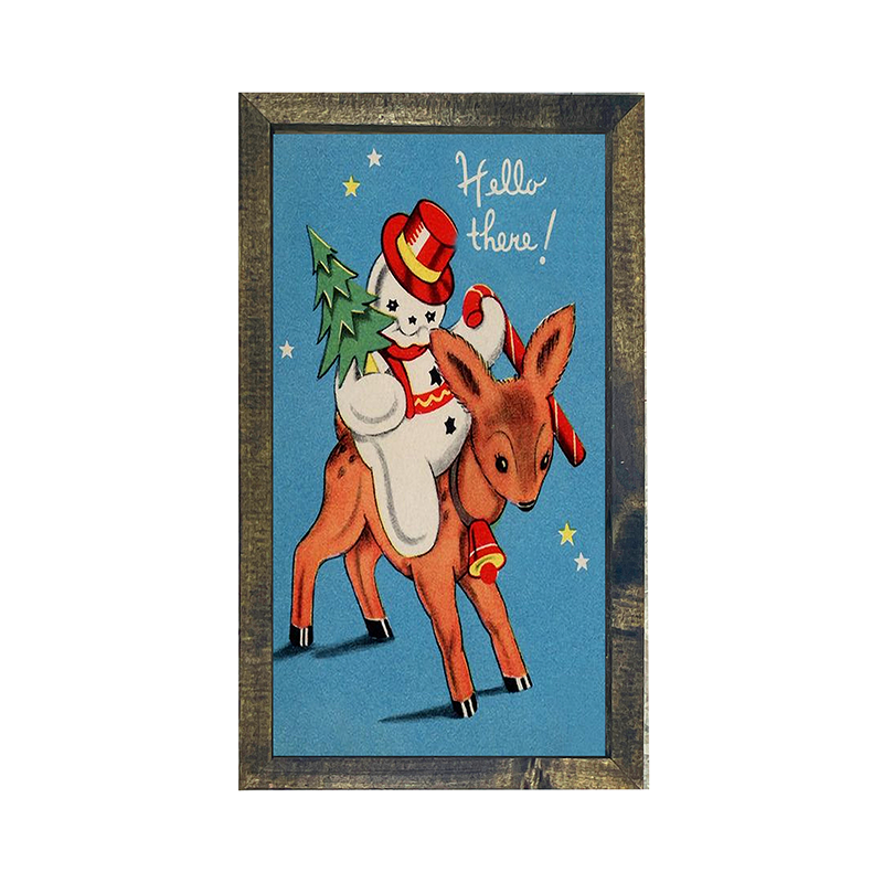 vintage snowman on reindeer