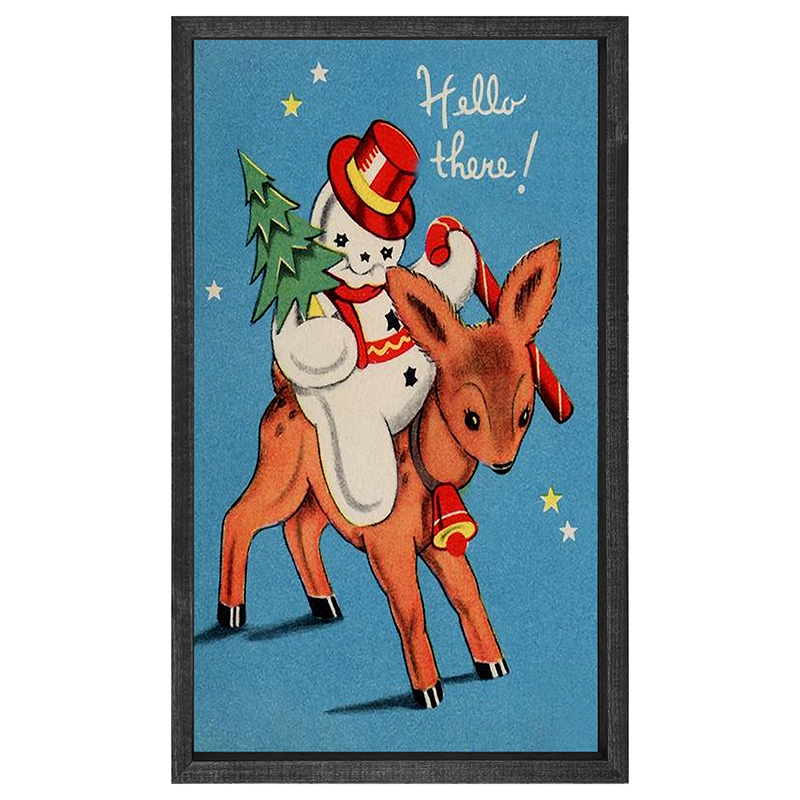 vintage snowman on reindeer