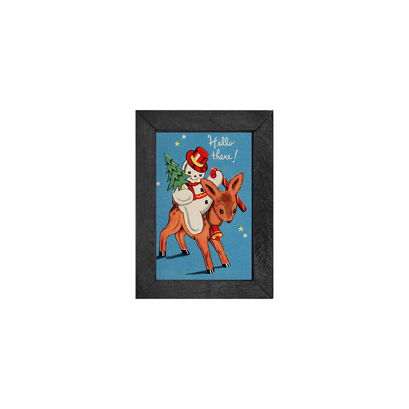 vintage snowman on reindeer