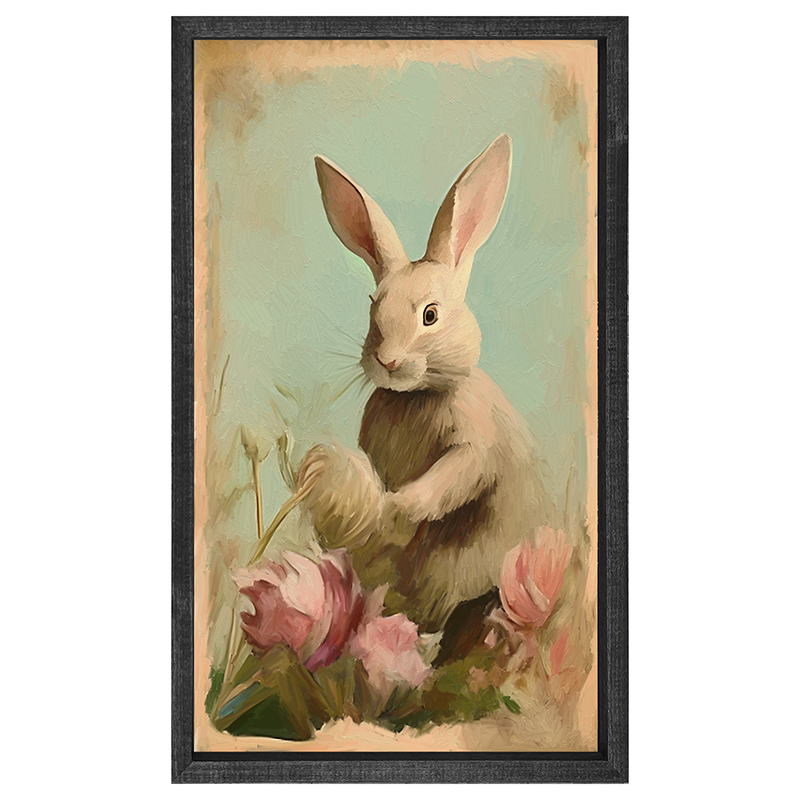 Pastel bunny in field-Vertical Frame