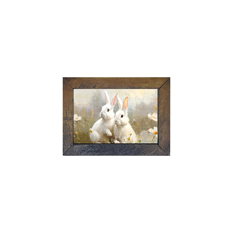 Bunnies in a meadow - Horizontal Frame