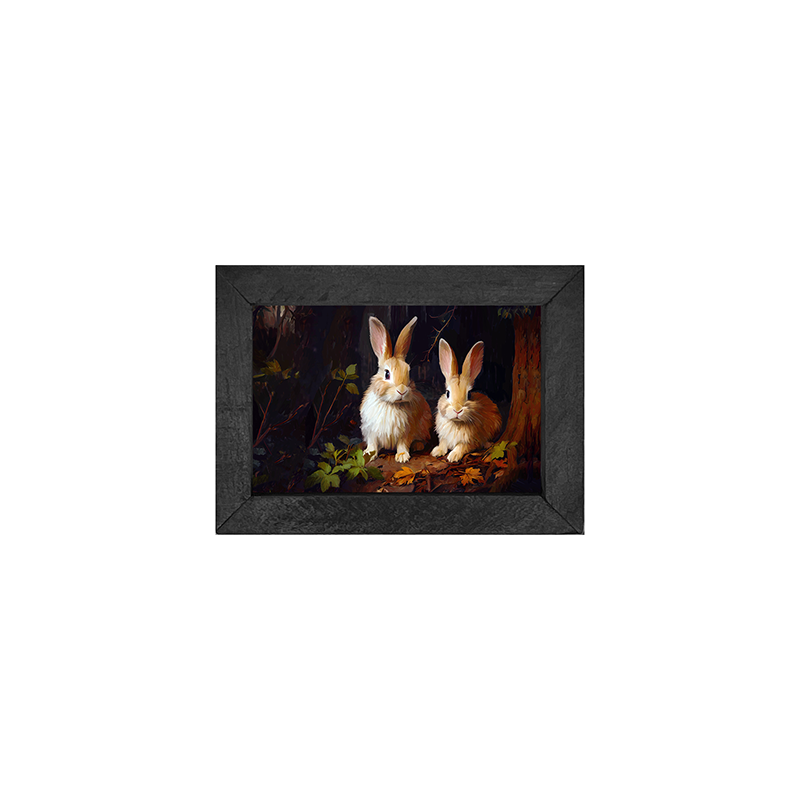 Bunnies with leaves - Horizontal Frame
