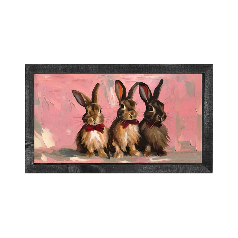 Bunnies in Pink Bows - Horizontal Frame
