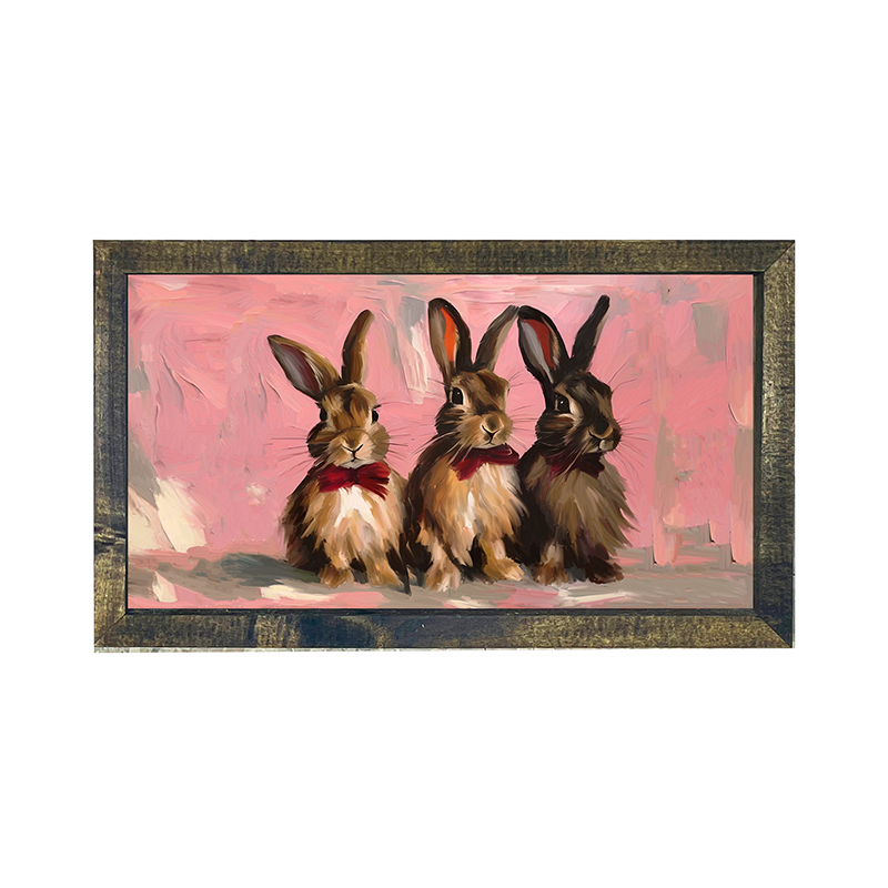 Bunnies in Pink Bows - Horizontal Frame