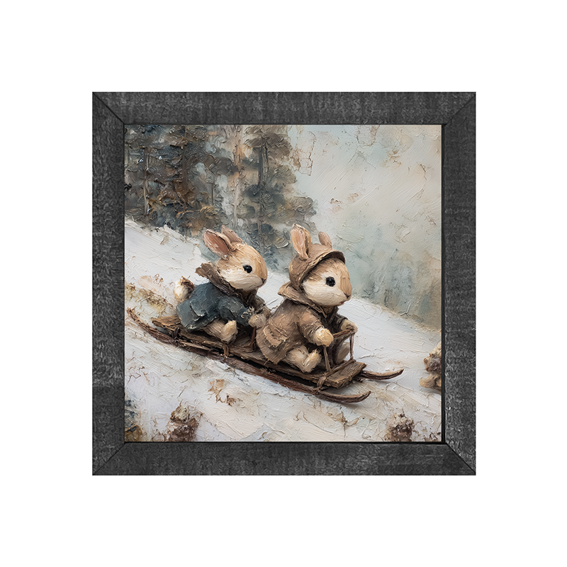 Bunnies Sledding