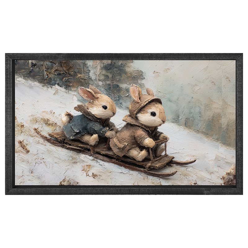 Bunnies Sledding - Horizontal Frame