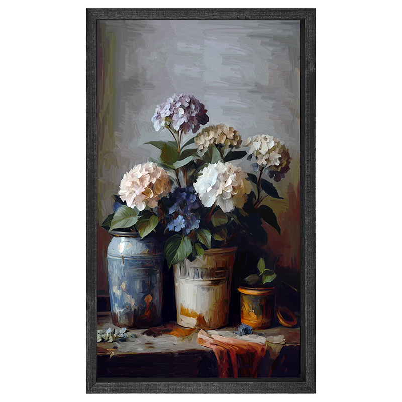 Rustic Hydrangeas - Vertical Frame