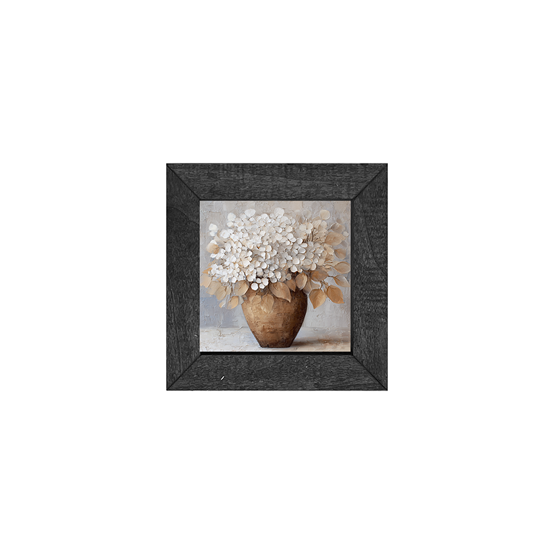 Copper Vase with White Hydrangeas