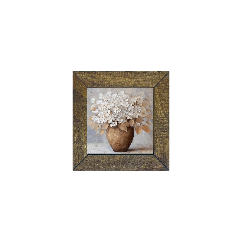 Copper Vase with White Hydrangeas
