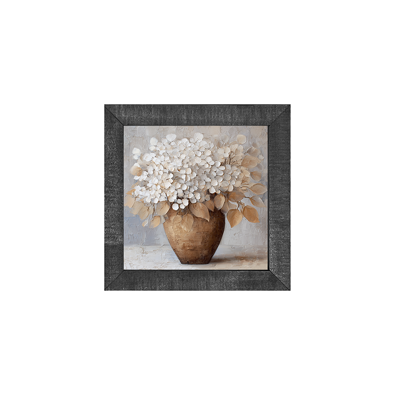 Copper Vase with White Hydrangeas
