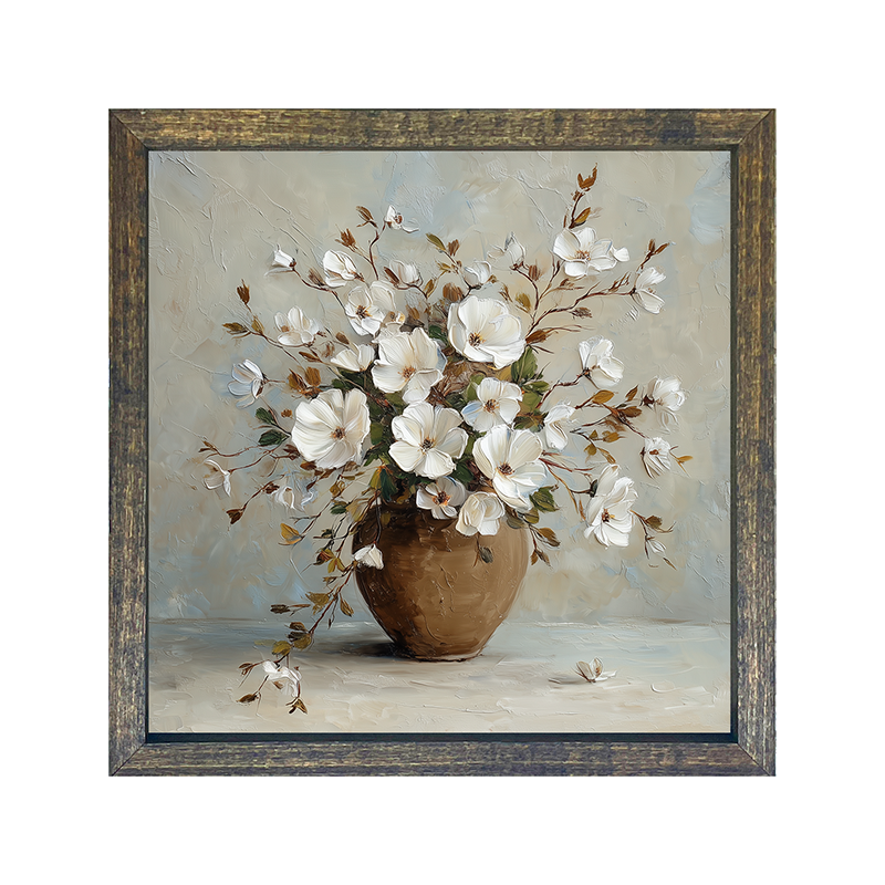 Copper Vase with White Floral Bouquet
