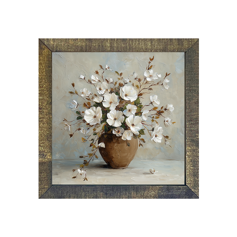 Copper Vase with White Floral Bouquet