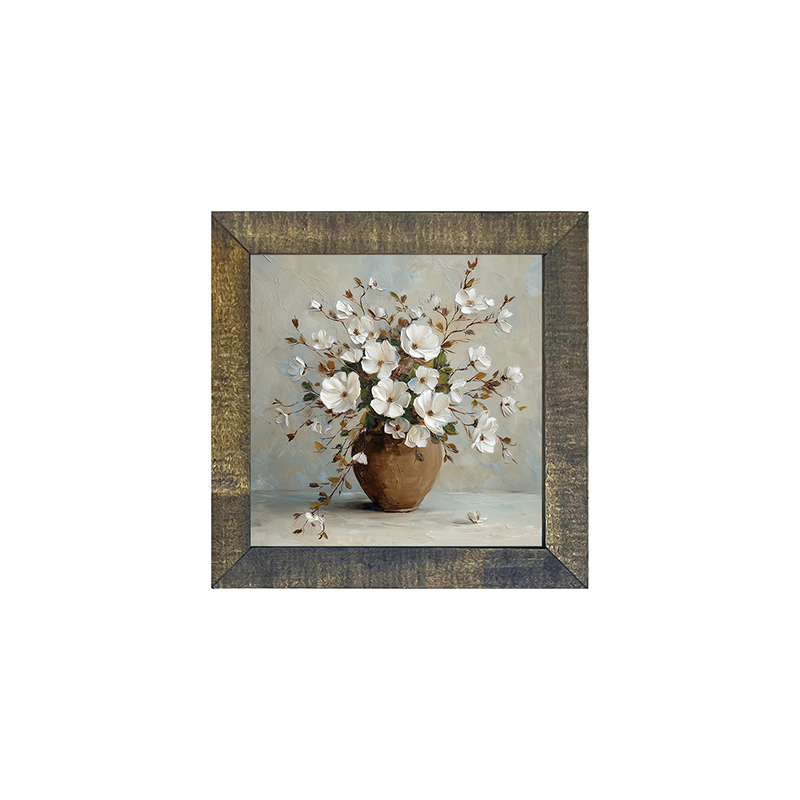 Copper Vase with White Floral Bouquet