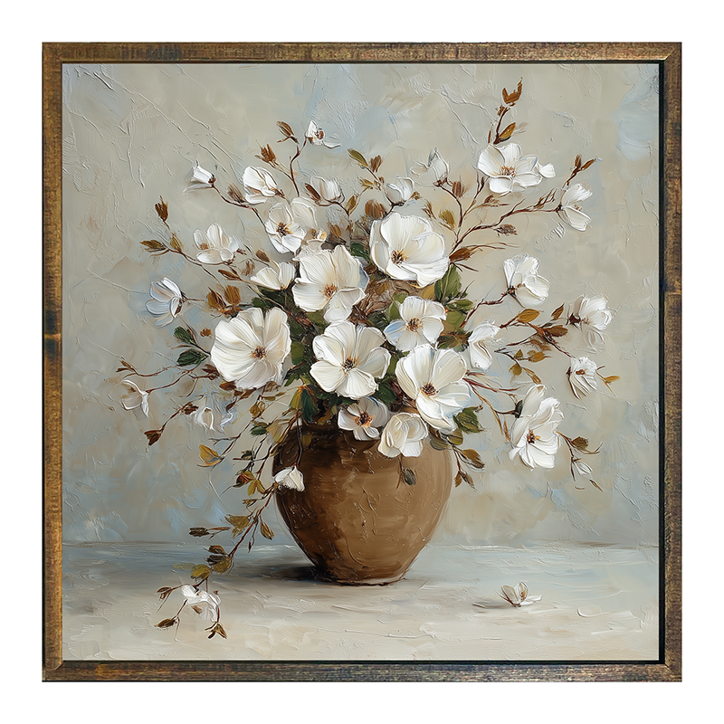 Copper Vase with White Floral Bouquet
