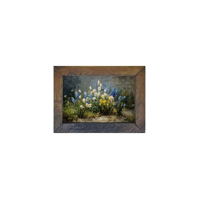 Patch of Blue and White Flowers - Horizontal Frame