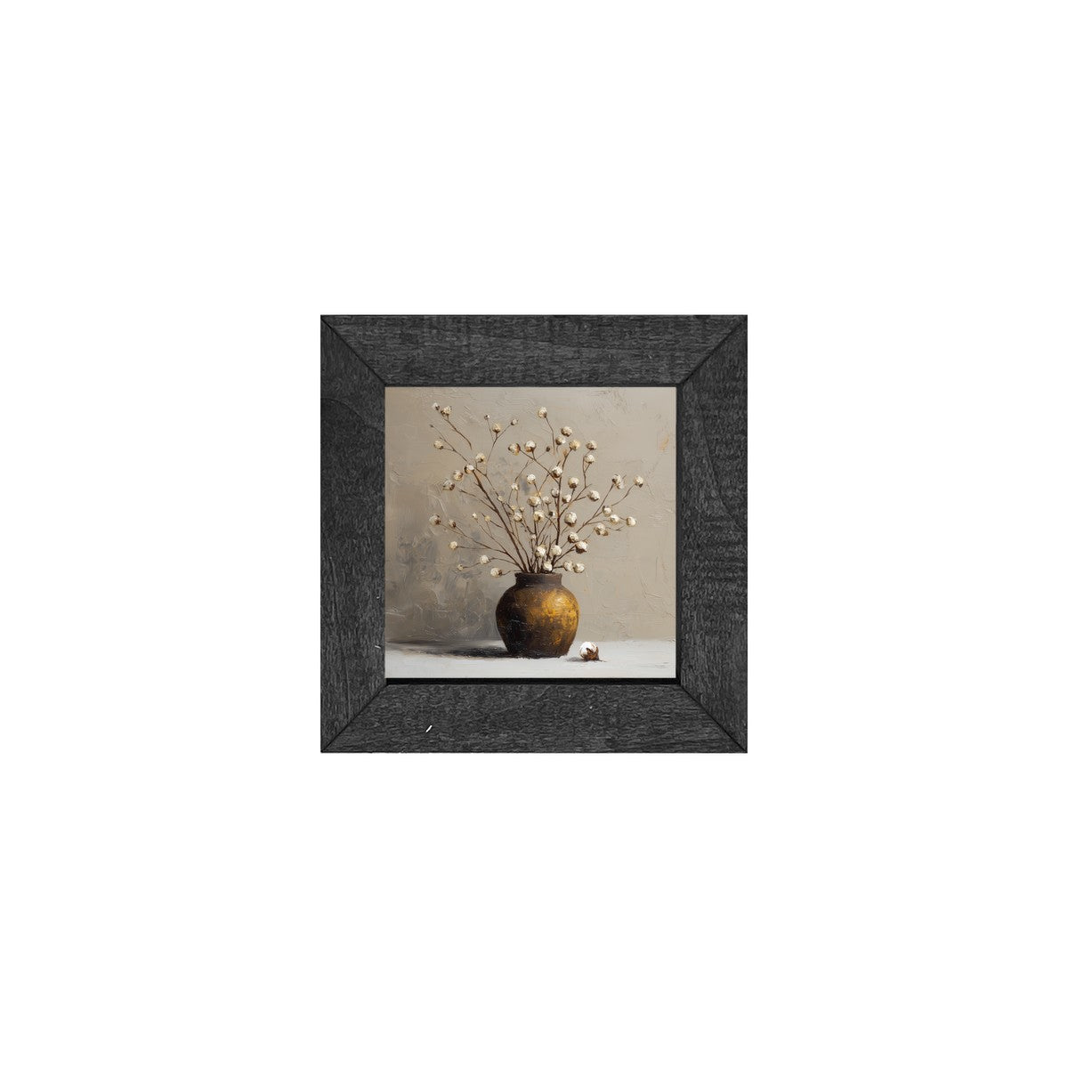 Floral Still Life - Cotton Branches - Square Frame