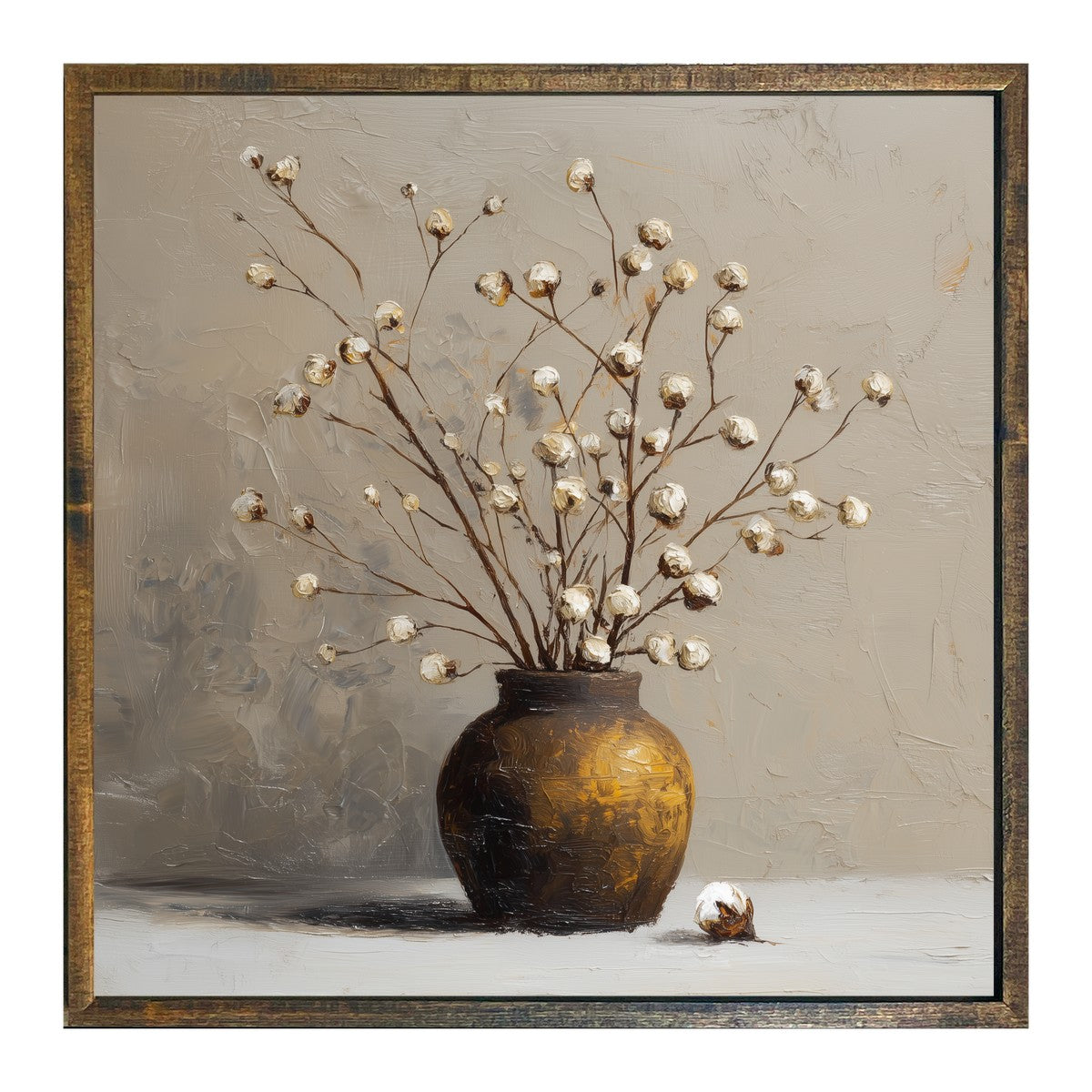 Floral Still Life - Cotton Branches - Square Frame