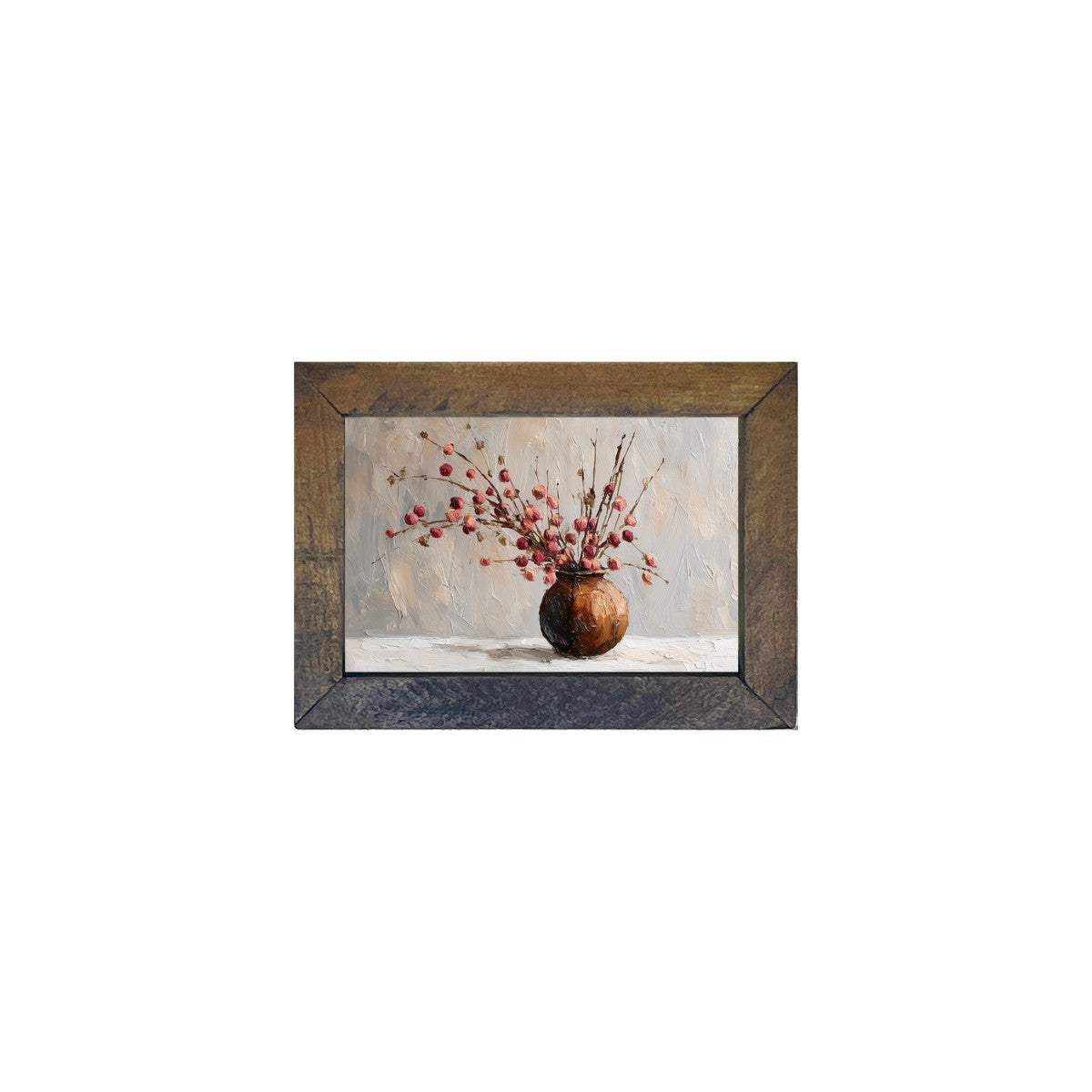 Floral Still Life - Pink Floral Branches in Copper Pot - Horizontal Frame
