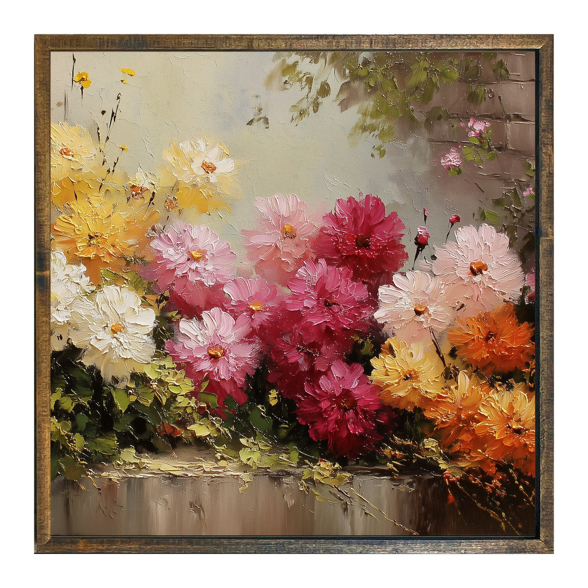 Garden Wall - Peonies - Square Frame