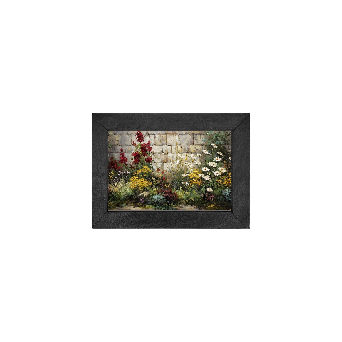 Garden Wall - Burgundy Delphiniums - Horizontal Frame