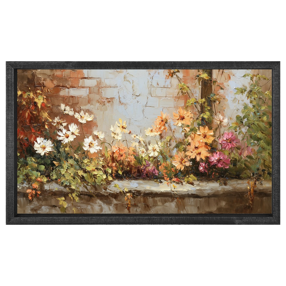 Garden Wall - Fall Daisies - Horizontal Frame