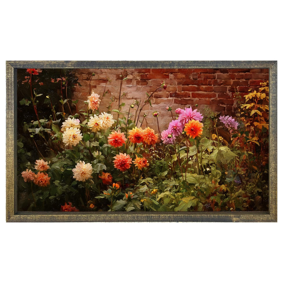 Garden Wall - Fall Mums - Horizontal Frame