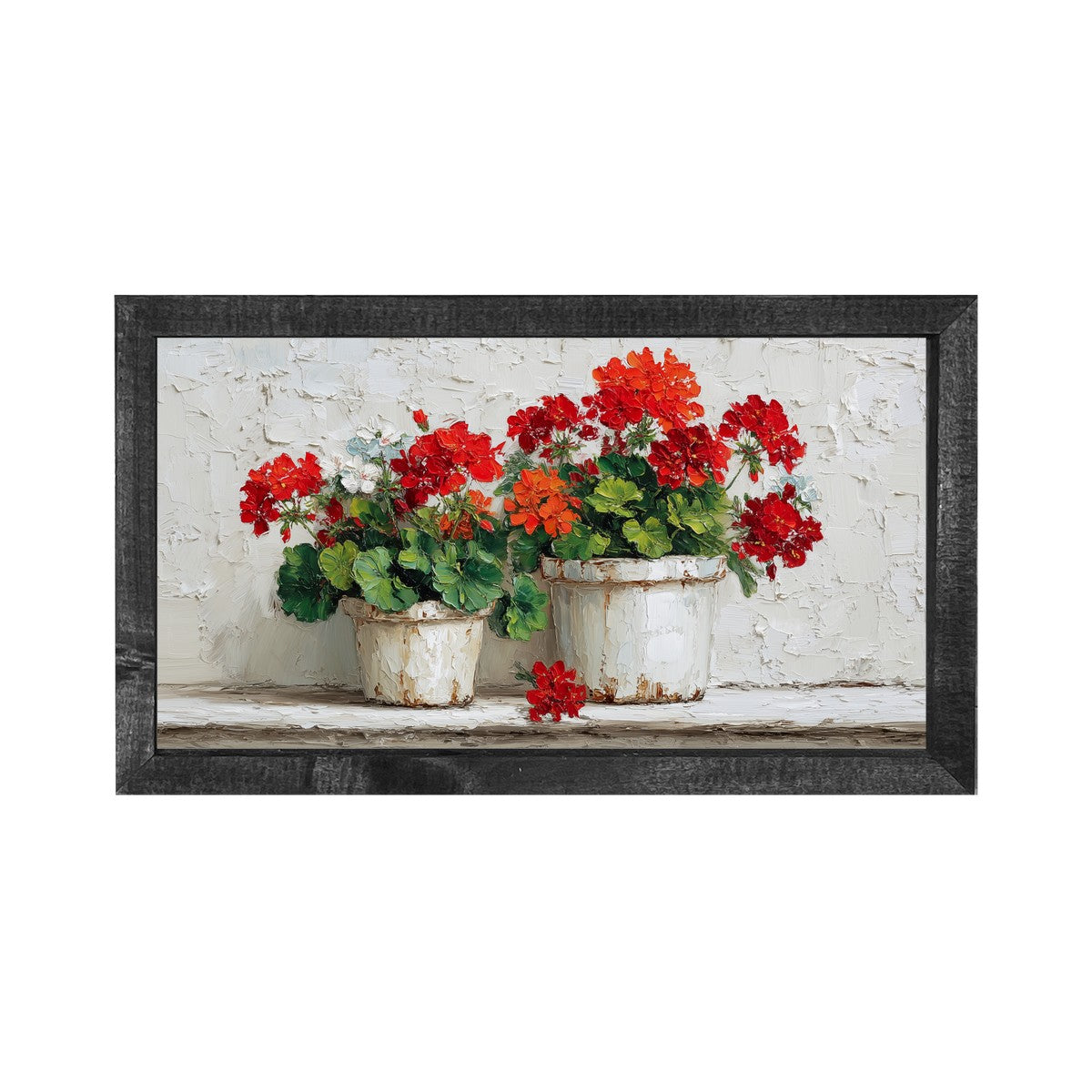 Floral Still Life - Two Geraniums - Horizontal Frame