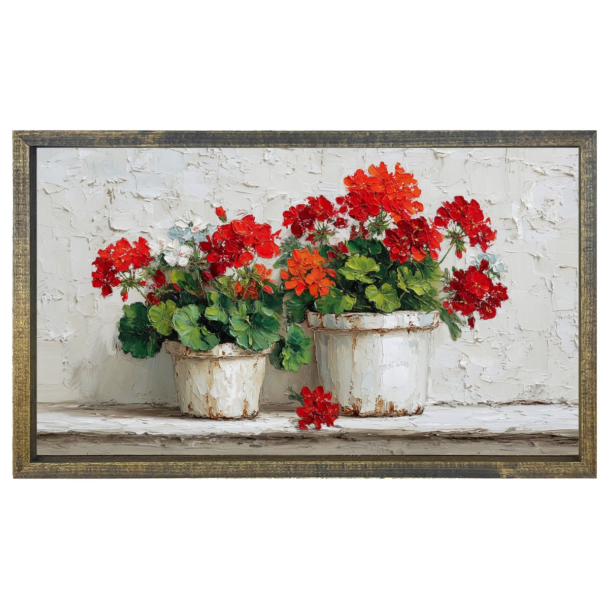 Floral Still Life - Two Geraniums - Horizontal Frame