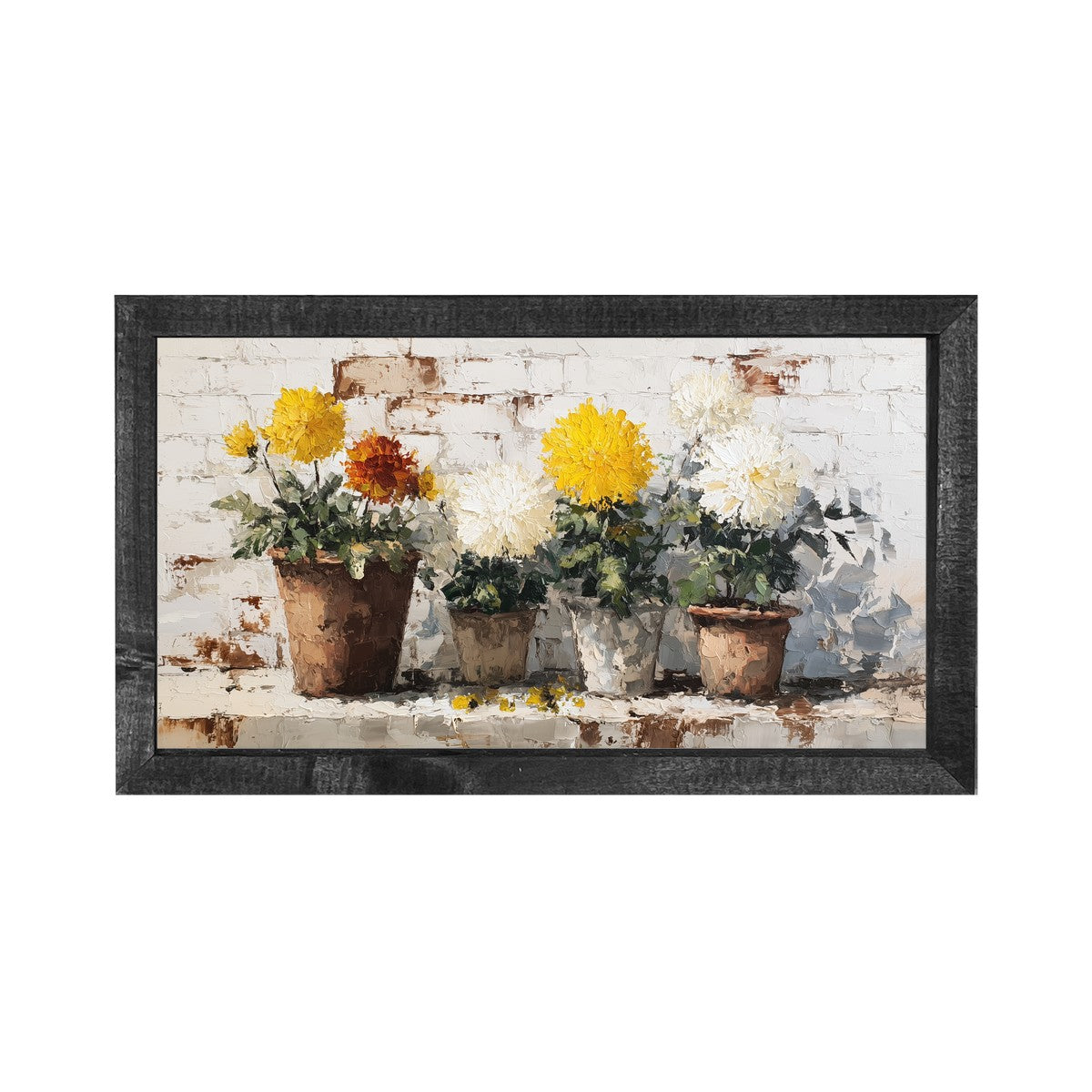 Floral Still Life - Orange and Yellow Mums - Horizontal Frame