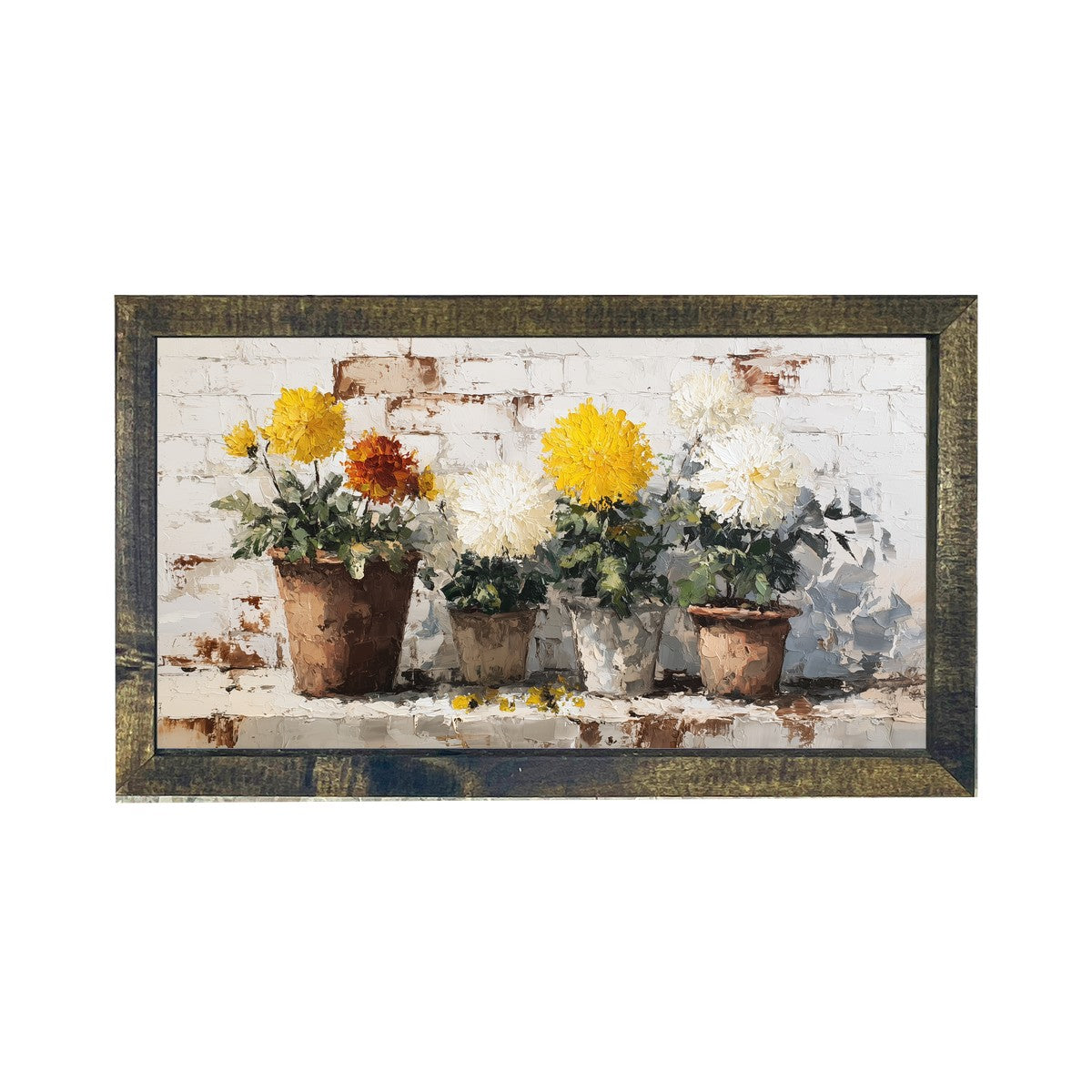 Floral Still Life - Orange and Yellow Mums - Horizontal Frame