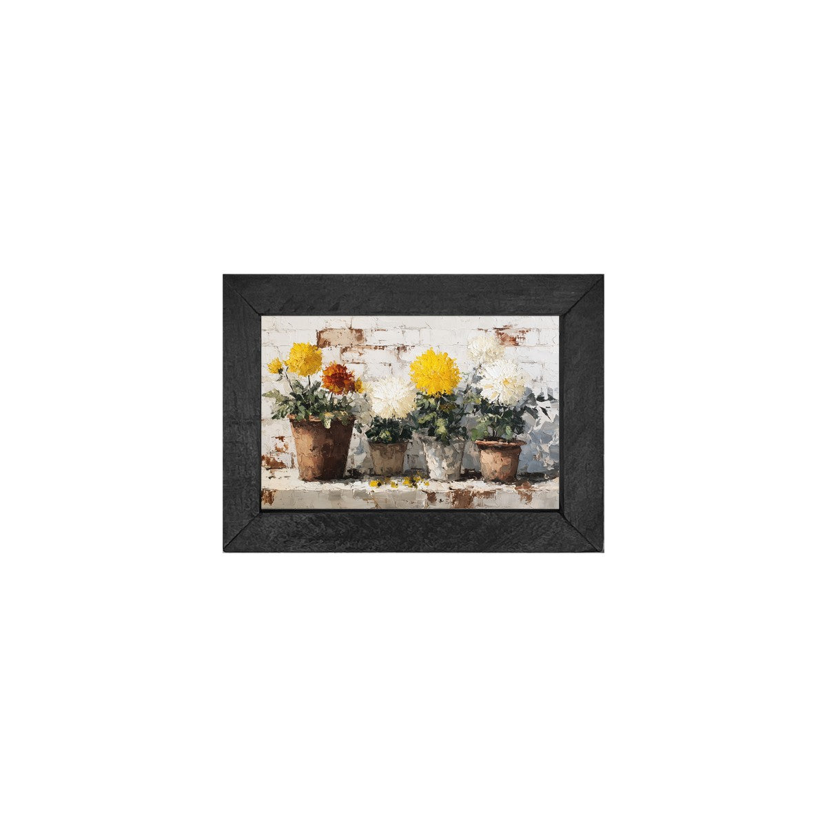 Floral Still Life - Orange and Yellow Mums - Horizontal Frame
