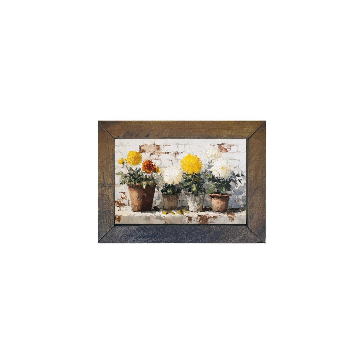 Floral Still Life - Orange and Yellow Mums - Horizontal Frame