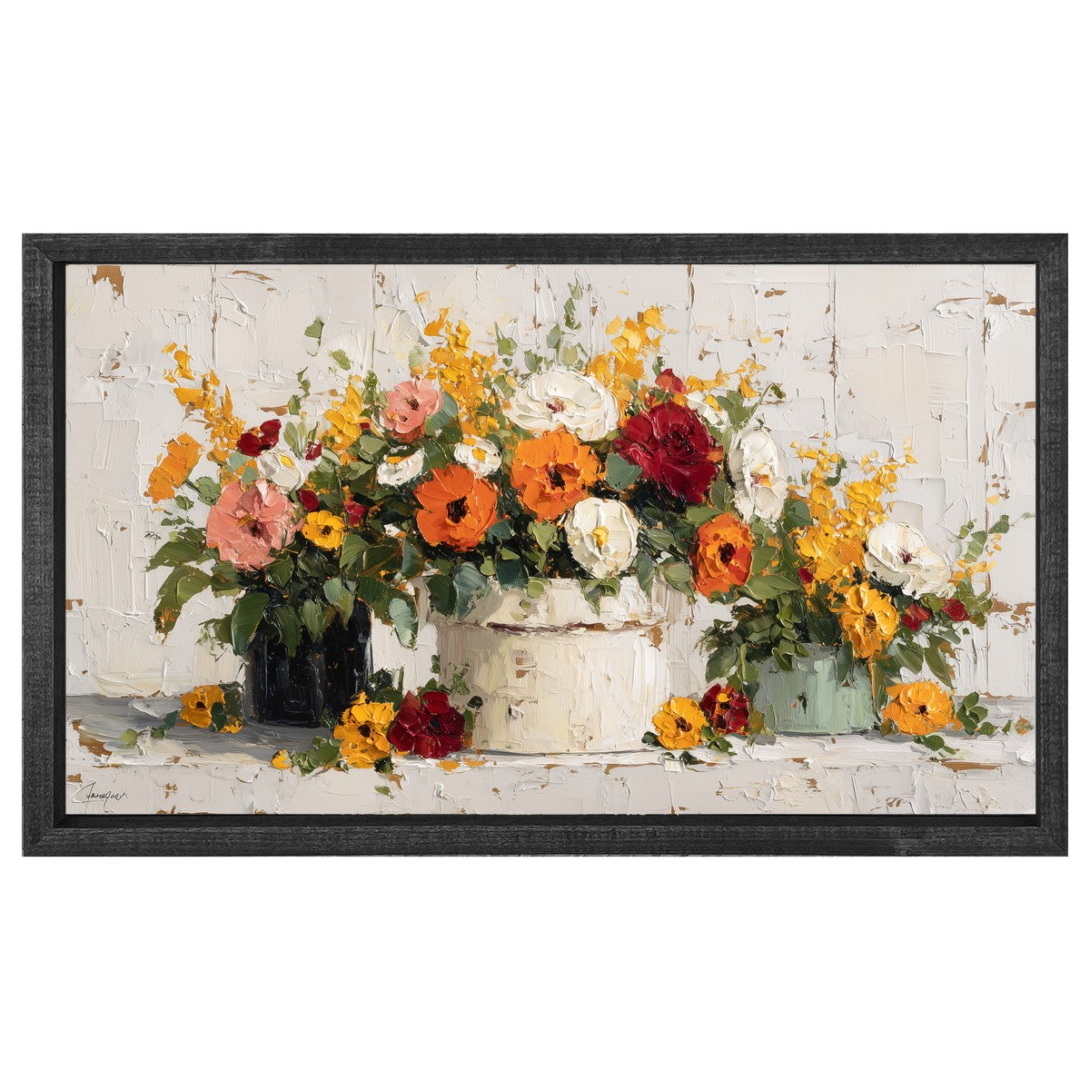 Floral Still Life - Fall Flowers Overflowing - Horizontal Frame