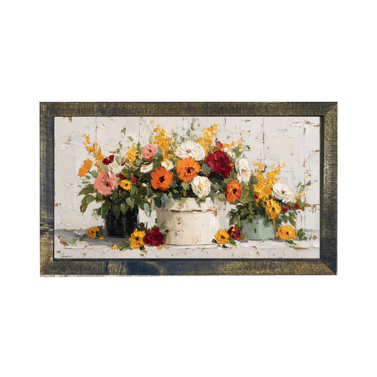 Floral Still Life - Fall Flowers Overflowing - Horizontal Frame