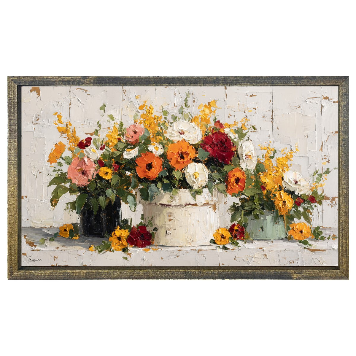 Floral Still Life - Fall Flowers Overflowing - Horizontal Frame
