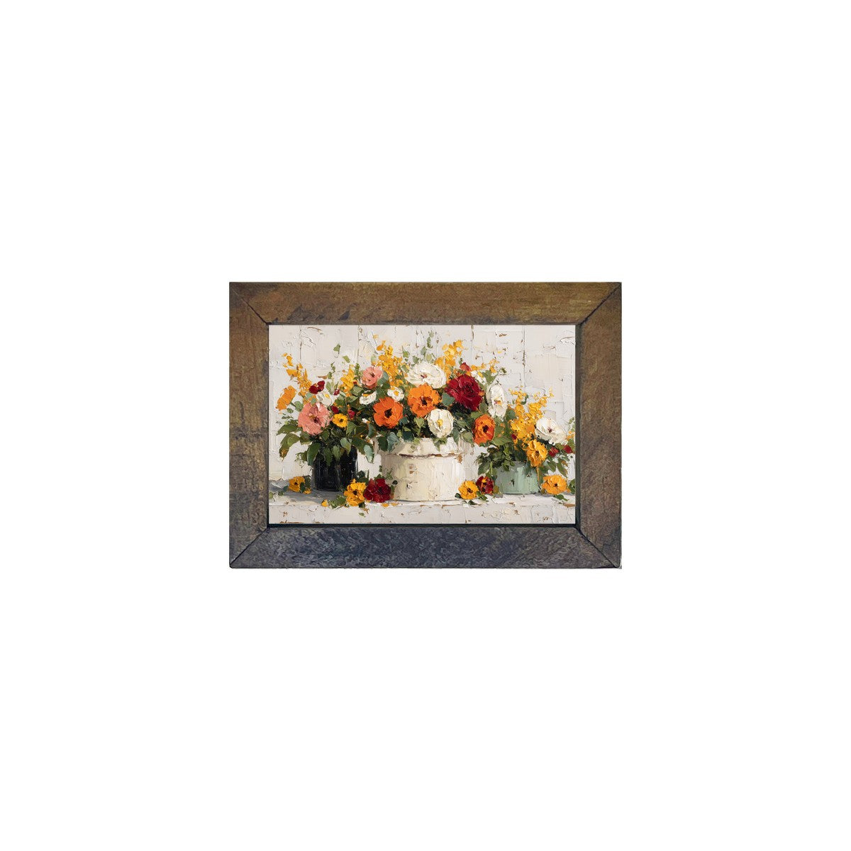 Floral Still Life - Fall Flowers Overflowing - Horizontal Frame