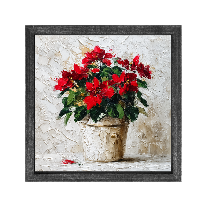 Floral Still - Potted Poinsettias - Square Frame