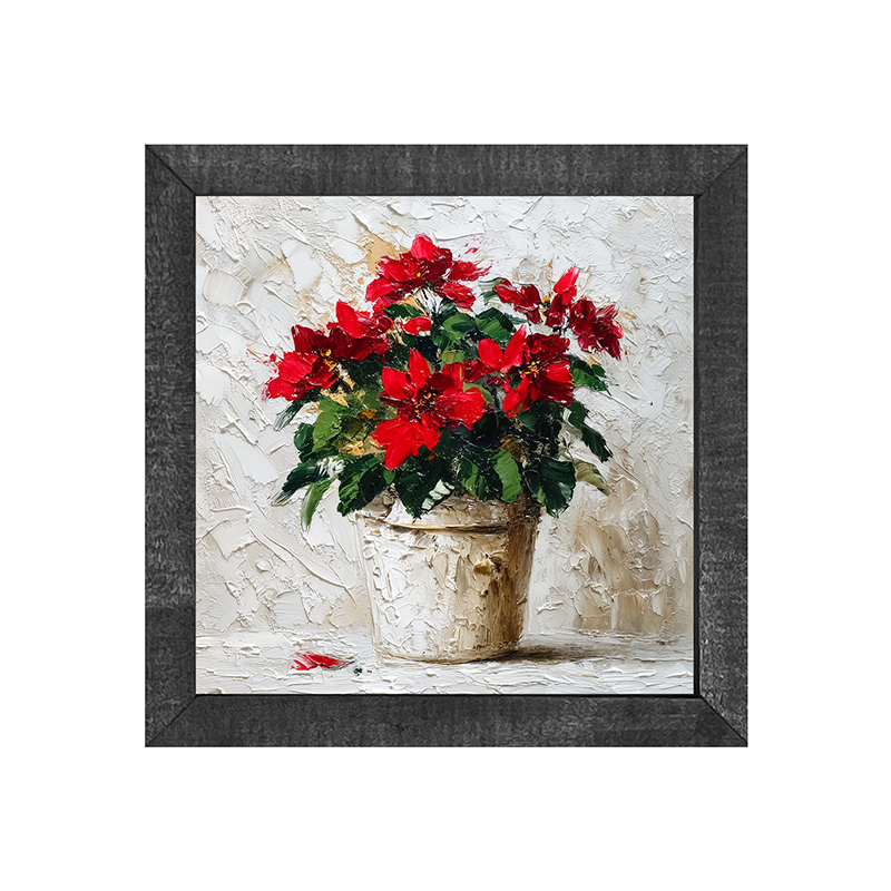 Floral Still - Potted Poinsettias - Square Frame